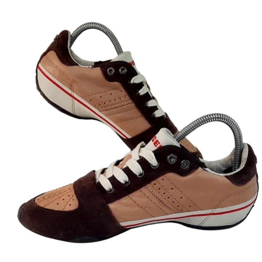 Vintage Diesel Rykker Y2K Women’s Tan/briwn Leather/suede Sneaker Size 8 - Picture 2 of 5